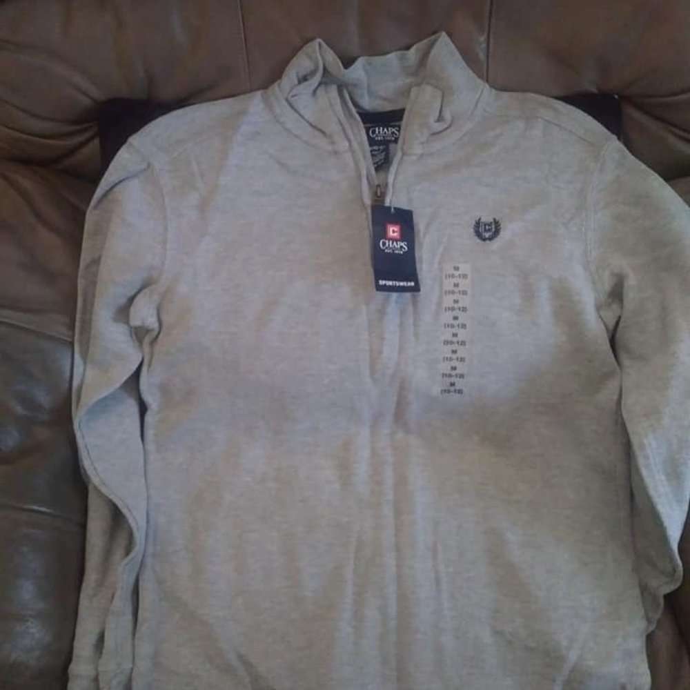 Chaps gray zip up pullover Boys size M 10-12
